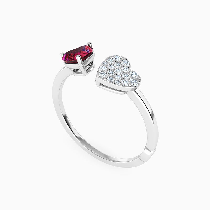 lazurde Heart Diamond Two Headed Ring in 18K Gold - Image 3